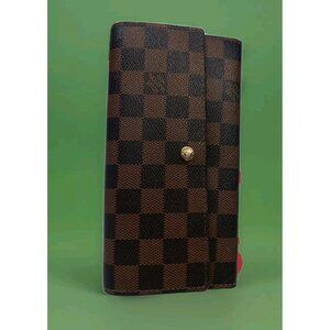 Louis Vuitton Long Wallet Portefeuille Sarah Damier Brown Authentic